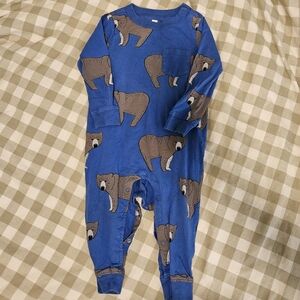 Tea Blue Bear Print Romper 100% Cotton